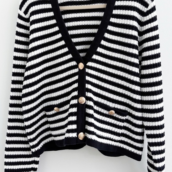 On 34th Cotton Stripe Cardigan Large - Picture 2 of 5